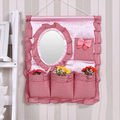 YICKYUE - Textile Crafts Wall Hanging Multi-Layer Storage Bag Dressing Mirror Home Decoration Kitchen Living Room Foldable Storage Bag
