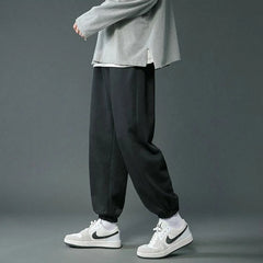 HEARUJOY - Autumm Winter Oversized Loose Casual Letter Printing Straight Sweatpants Male Elastic Midi Waist Trend Fashion Pants Men
