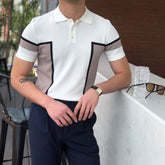 HEARUJOY - Summer Cotton Men Polo Shirt Business Casual Turn-down Collar Button-up Tees Fashion Flocking Tshirts Top Lce Silk Fabric Blouse