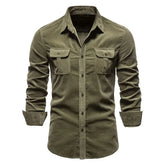 HEARUJOY - Men New Shirts Coats Shirt Coat Turn Down Collar Full Sleeve Button Single Breasted Slim Fit Casual Splice Regular Tops Autumn