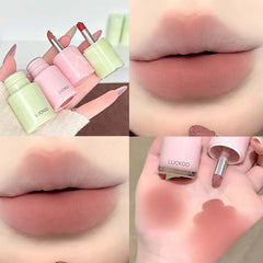 YICKYUE - 1 Pcs 2-in-1 Silky Velvet Matte Lipstick Lip Gloss Nude Pink Waterproof Long Lasting Natural Easy To Color Blush Makeup Cosmetic