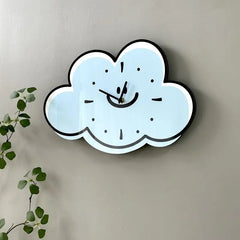 YICKYUE - Blue Cute Cloud Decoration Wall Clock Children's Room Bedroom Creative Clock Mute No Punch Clock Decoration