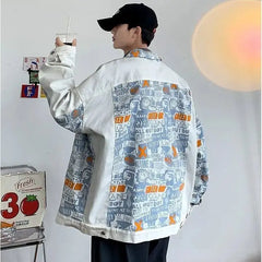 Hearujoy Hong Kong Style Hooligan Handsome Street Bombing Denim Jacket Men Ins Trendy Versatile Loose Teenage New Super Hot Jacket