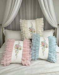 YICKYUE - Korean Style Pillowcase Multi Layer Lace Pillows For Sofa Headrest Cushion Pillow Cover Bolster Living Room New Home Decoration