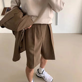 HEARUJOY - Summer Suit Shorts Men Fashion Business Casual Dress Shorts Men Streetwear Korean Loose Suit Shorts Mens Office Formal Shorts