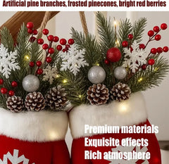 YICKYUE - Christmas Mitten Wreath Lighted Garland for Front Door Decoration, Artificial Twinkling Xmas Party Decor, Creative Glove Shaped
