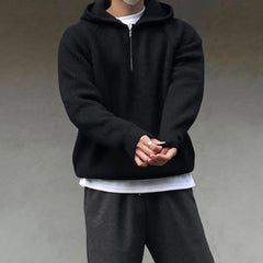 Hearujoy Mens Casual Knitted Hoodie 2024 New Autumn Winter Genderless Loose Soft Comfortable Solid Color Knitted Hooded Sweatshirt Unisex