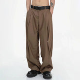 HEARUJOY - Mens Y2k Pleated Casual Pants Genderless Fashion Youth Street Retro Solid Color Loose Couple Floor-Length Wide-Leg Pants Unisex