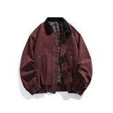 HEARUJOY - Men's Jacket Men's Workwear Collared Outerwear Vintage Pure Cotton Leopard Print Detroit Jacket Mens Leather Bomber Jacket Denim