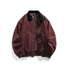HEARUJOY - Men's Jacket Men's Workwear Collared Outerwear Vintage Pure Cotton Leopard Print Detroit Jacket Mens Leather Bomber Jacket Denim