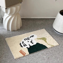 YICKYUE - Cartoon Tufting Bathroom Mat Dog Food Carpet Area Rug Bathmat Floor Tub Side Absorbent Anti Slip Pad Doormat Home Decor 50x80cm