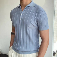 HEARUJOY - Men's Short-Sleeved Polo Shirt with Lapel Collar, Business Casual Style, Pure Color Sweater, New Fashionable Design, Plus Size
