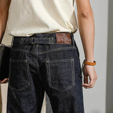 HEARUJOY - American Vintage Heavy weight Denim pants Men Spring Autumn Dark Straight Jeans Amekaji Trousers Back Paris Buckle Cargo Pants