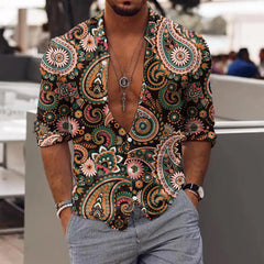 HEARUJOY - Classic Fit Men'S Slim Fit Shirt Men Long Sleeve Winter Casual Printed Shirts Fashion Top Blouse Shirts Roupas Masculinas