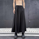 HEARUJOY - Dark Gothic Plain Skirt Pants Genderless Spring Y2k Japanese Streetwear Daily Comfortable Samurai Pants Hakama Unisex