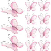 YICKYUE - 100Pcs Elegant Glitter Mesh Butterflies Sheer Organza DIY Wedding Decoration for Table Centerpieces Wall Decor Invitation Craft