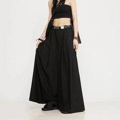 HEARUJOY - Y2k Dark Style Thick Fabric Skirt Pants Samurai Pants Hakama Genderless Streetwear Fashion Casual Wide Leg Pants Unisex