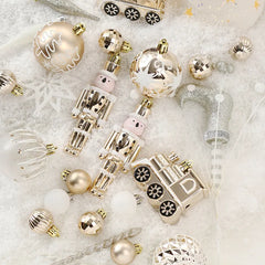 YICKYUE - 50Pcs Christmas Ball Ornaments Set Christmas Tree Hanging Decora Xmas Tree Pendants Champagne Blue Black Red Wine Red Wedding