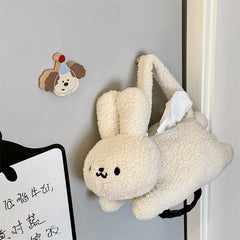 YICKYUE - Cute Plush Rabbit Tissue Box Holder Organizer Living Room Napkin Storage Box Home Decoration Kawaii Tissue Case Napkin Dispenser
