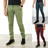 HEARUJOY - Men's Straight Leg Casual Pants mid Waist Button Fly Polyester Fiber Cotton 00% Khaki Color Pattern Daily Wear