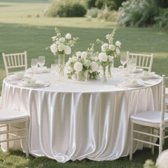 YICKYUE - 4pcs Round Table Cover Silky Satin Dining Table Cloth Bright Silk for Holiday Dinner Wedding Banquet Decoration