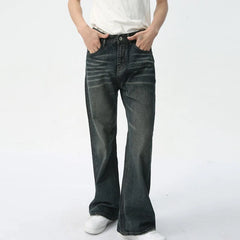 Hearujoy Summer Men's Flared jeans American style Retro Washed Water ripple design Fashion Trend Denim Pants 9C5603
