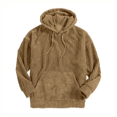 HEARUJOY - Men New Hooded Sweatshirts Striped Solid Hoodies Long Sleeve Pullover Loose Fit Pockets Sports Draw String Winter Streetwear