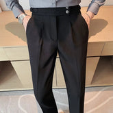 HEARUJOY - Men's Luxury Draped Baggy Suit Pants Casual Button-down Solid Color Straight Premium Elegant Dress Pants