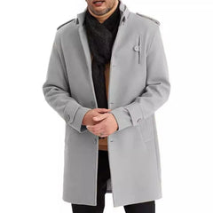 HEARUJOY - Spring and Autumn New Men's Solid Color Y2K Wool Coat Fashion Trend Casual Daily Single-Breasted Mid-Length Windbreaker Men