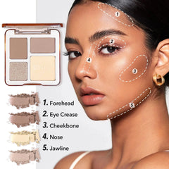 YICKYUE - 4 Color Contouring Tray Body Matte Shine Powder Highlight Solid Contouring Tray