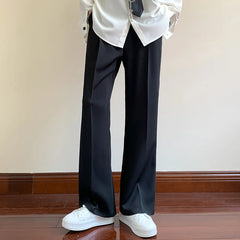 Hearujoy Summer Black Suit Pants Men Fashion Social Mens Dress Pants Korean Loose Bell-bottoms Pants Men Mens Office Formal Trousers