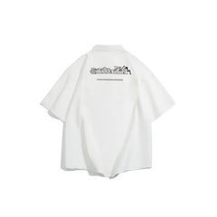 YICKYUE - Men's Oversized Shirts 5XL Letter Print Mens Blouse White Fashion Oversize Shirt Casual Wear Summer for Men New Clothing