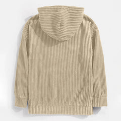 HEARUJOY - Men New Hooded Sweatshirts Striped Solid Hoodies Long Sleeve Pullover Loose Fit Pockets Sports Draw String Winter Streetwear