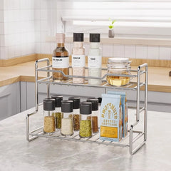 YICKYUE - Desktop Storage Rack Organizer Storage Display Rack Iron Double-layer Desk Multi-functional Stationery Organization Shelf Decor