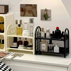 YICKYUE - 1pc Double Layer Multi-Functional Plastic Desktop Organizer Shelf for Cosmetics, Bedroom, and Dormitory Accessories