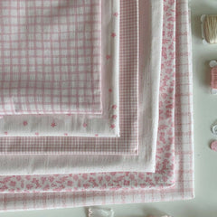 YICKYUE - DIY Fabric Korean-Style Floral Pink Printed Fabric Handmade Dye For Clothes Girls Bag Pants Skirt Sewing Fabric Thickened Canvas