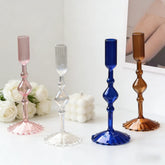 YICKYUE - 3pcs Creative Minimalist Glass Candle Holder Nordic Rainbow High Footed Candlestick Living Room Dining Table Decoration Ornament