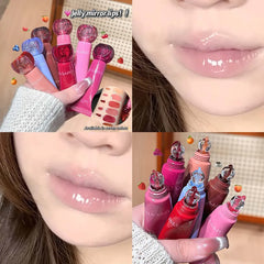 YICKYUE - Chocolate Brown Plumping Lip Gloss Watery Crystal Jelly Lip Gloss Moisturizing Glass Lip Tint Soft Tube Makeup Applicator Beauty