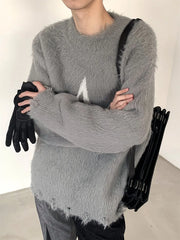 Hearujoy Y2k seahorse gray round neck pullover sweatshirt American retro couple Korean version trend brand loose fashion gothic style top