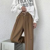 HEARUJOY - Men's Handsome High-end Trousers Draped Brown Suit Pants