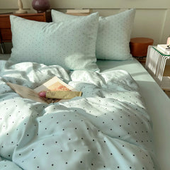 YICKYUE - Summer New Washed Ice Silk 4-Piece Set Single Quilt Cover Summer Naked Sleeping Silky Smooth Cool Student Dormitory