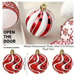 YICKYUE - 16 Pcs Christmas Balls Decorations, Red And White Painted Xmas Balls Party Supplies Set - Christmas Tree Hanging Decorations