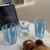 YICKYUE - Retro Polka Dot Striped Glass Cup Creative Shaped For Water Milk Coffee Perfect Birthday Gift Home Decor For Cups Collection