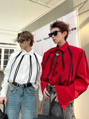 Hearujoy Fashion Korean Spring New Long Sleeve Men turndown collar T-shirt Round Collar White Black Red Solid Color Shirts For Male