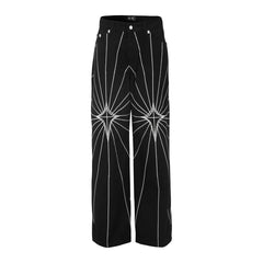 Hearujoy Streetwear Spider Web Embrodiery Black Jeans for Men and Women Straight Ropa Hombre Baggy Denim Trousers Loose Cargo pants