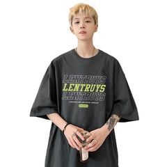 HEARUJOY - T Shirt Oversized Cotton For Men White 5XL Men's Letter Print T-shirts Male Casual Wear Summer Tee Shirts Unisex Big Size