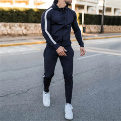 YICKYUE - Men'S Casual Sports Suit Patchwork Color Block Sweatshirt Trendy Fashion Sports Two Piece Men Ensemble Homme
