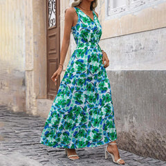HEARUJOY - Maxi Dresses For Women Summer Tiered Ruffle Print Boho Beach Ladies Vestidos Evening Party Elegant Dress Vintage Long Dress