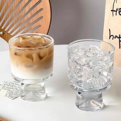 YICKYUE - Vintage Mid-Century Glass Cup, Ins Style Stemmed Glass for Iced Americano, Latte and Drinks, Water Cup