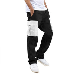 HEARUJOY - Men's Summer Color-block Pocket Loose Cargo Pants, Elastic Waist Casual All-season Trousers